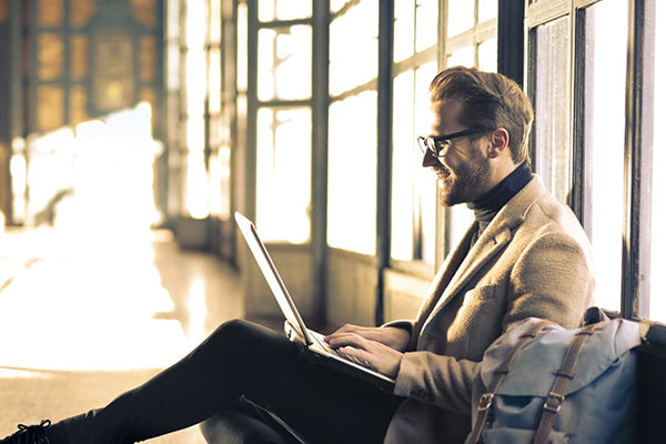 A man with a laptop